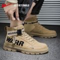 Warrior Official Flagship Store Men's Shoes Autumn New High-Top Fashion Worker Boot Trendy British-Style All-Matching Men's Boots.