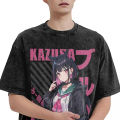 Blue archive kyouyama Kazusa washed T shirt streetwear hip hop vintage T-shirts anime tees for Men 100% cotton Harajuku printed.