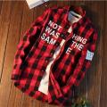 Summer SpringinsHong Kong Style Loose Couple Student Plaid Shirt Men's Korean Style Stylish Red Shirt Coat.