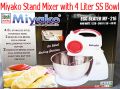 Miyako EGG Beater & Stand Mixer 400 Watt with 4 Liter SS Bowl MF-216. 