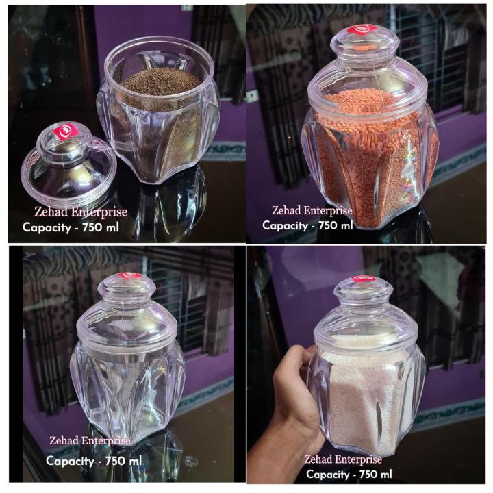Acrylic Storage Airtight Jar 750 Ml - Keep Your Kitchen Organized With This Clear Acrylic Food Storage Jar. Ideal For Storing Sugar - Salt Tea - Spices - Herbs And Condiments