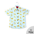 Light Past Color and Yellow Banana Print Cotton Shirt For Boys.