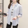 Cotton Plaid Long Sleeve Shirt Women's Spring and Summer Korean New Loose Top Outerwear Sun Protection Clothing Thin Shirt Coat.
