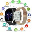 GT20 Smart Watch Bluetooth Calling Touch Display Metal Strip Extra Belt - Black. 
