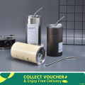 American ins style double layer stainless steel coffee cup insulated cup straw cup home office men and women portable cup bottle. 