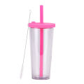 700ml 710ml 24oz double wall reusable plastic bubble tea tumber cup milk tea tumbler cup boba tumbler cup with big straw. 