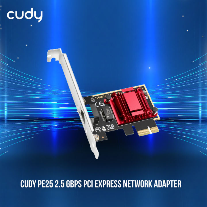 Cudy PE25 2.5 Gbps PCI Express Network Adapter - 10 Mbps / 100 Mbps / 1 Gbps / 2.5 Gbps Speed - Support Wake-On-LAN and RealWow Technology - Low-Profile and Full-Height Brackets - Windows 7 to 11, Windows Servers 2003 to 2022, and Linux compatible