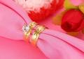 Waterproof Tarnish Free Couple Wedding Ring Jewelry 18K Real Gold Plated Stainless Steel Zircon Diamond Engagement Rings. 