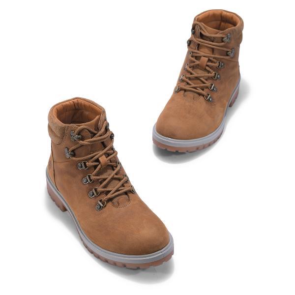 Woodland Leather High Top Flat Boots For Men 2659117 Camel