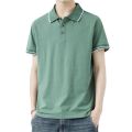 Shen Geng men's solid color short sleeve polo shirt men's Korean version of the lapel light mature casual paul shirt summer half sleeve t-shirt men.