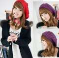 2020 Korean version new autumn and winter big bud Fried Dough Twists ball knitted hat women's wool beret.