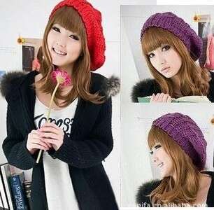 2020 Korean version new autumn and winter big bud Fried Dough Twists ball knitted hat women's wool beret