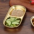 Stainless Steel Sauce Dish Spice Plates Gravy Boats Appetizer Serving Tray Rectangle Divided Oil Spice Dipping Tray Small Dish.