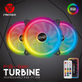 FANTECH FB-301 Fan Cooler 120mm Turbine 124/301 For Computer Dual RGB Cooling Fan for computer Silent With IR Remote Control PC Fans/Optional Controller.
