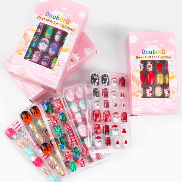 120Pcs%20Candy%20Child%20Nail%20Tips%20Kids%20False%20Nail%20Girls%20Cartoon%20Press%20on%20Nails%20Colorful%20Festival%20Full%20Cover%20Nails%20Cute%20Manicure%20Tools%20-%20Image%203