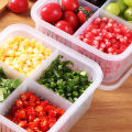 4 Compartments Food Container Water Draining Plastic Rectangular Stackable Fruit Vegetables Storage Box Kitchen Accessories. 
