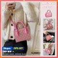Pink Women Bag Princess Pu Summer Messenger Bag Checker armpit French bread Popular flower bag Chain Girl Student temperament messenger bag. 