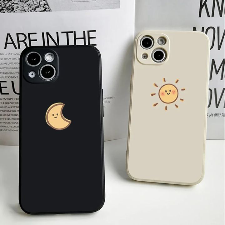Simple Sun Moon Couple Phone Case for IPhone 11 12 13 14 15 Pro