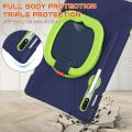 For Samsung Galaxy Tab S8 / Galaxy Tab S7 T870 / T875 Silicone + PC Protective Case with Holder & Shoulder Strap(Navy Blue + Yellow Green). 