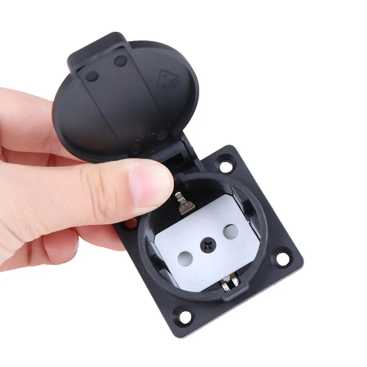 AC 250V Waterproof German Standard Power Outlet Single Plug Wall Socket