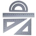 4pcs Aluminum Alloy Straightedge Triangle Protractor Examination Teacher Math Geometry For School Measuring Tools Ruler Set. 