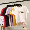 2024 Korean Style Short Sleeve T T-shirt Female Summer Students Casual Crew Neck Top Letters Women's Printed Wear Batch. 