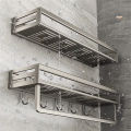 Aluminum Wall-Mounted Spice Rack Multifunctional Item Shelf Kitchen Tools Hooks Kitchen Condiment Storage Rack.