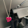Queen Mother West Vintage Y2K Planet Letters Rose Pink Drop Oil Love Pendant Necklace Female Sweet Cool Wind Clavicle Chain Tide. 