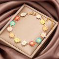 Fashion Korean Sweet Daisy Flower Bracelets For Women Girls Minimalist Enamel Sunflower Aesthetic Bracelet Wedding Party Jewelry. 