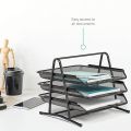 Metal Desk Organizer Stacking 3 Layer Office File Tray. 