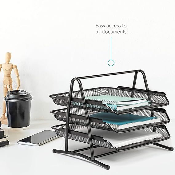 Metal Desk Organizer Stacking 3 Layer Office File Tray