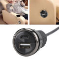 Furniture Flush Mount Outlet Compact Desktop Power Grommet 5V 2A Round with USB and Type C Ports for Office Conference Table. 