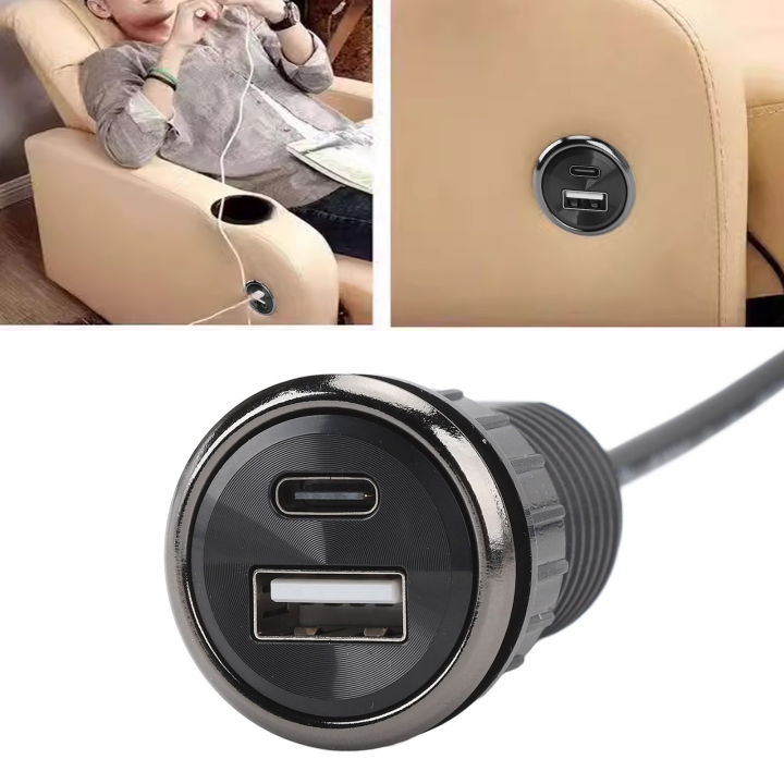 Furniture%20Flush%20Mount%20Outlet%20Compact%20Desktop%20Power%20Grommet%205V%202A%20Round%20with%20USB%20and%20Type%20C%20Ports%20for%20Office%20Conference%20Table%20-%20Image%204
