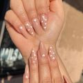 24pcs Pink Gradient Nails Almond Glitter Diamond Design False Nails Art Full Coverage Waterproof Artificial Press on Nail.