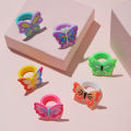 LFjAFvc Environmental Butterfly Ring Girl boy chindren PVC Silicone Ring Handmade Children's Cartoon Ring. 