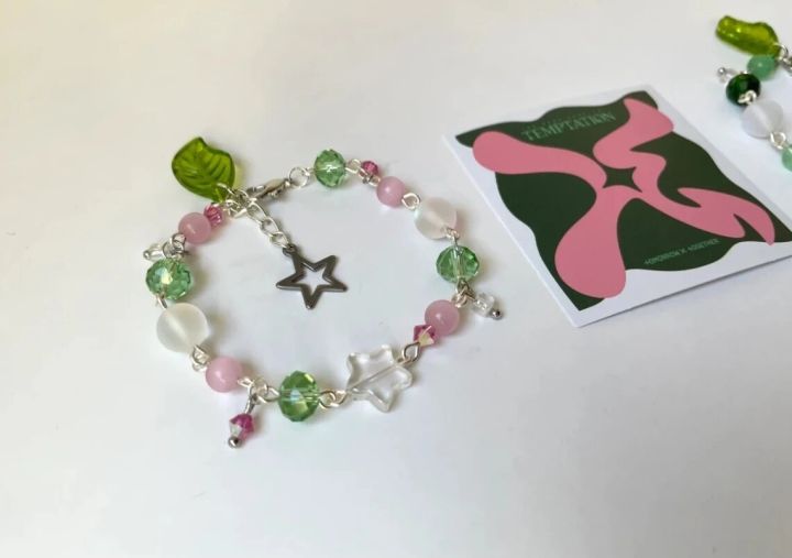TXT%20TEMPTATION%20inspired%20beaded%20bracelet%20%7C%20KPOP%20jewelry%20%7C%20moa%20gift%20%7C%20handmade%20beaded%20bracelet%20%7C%20pink%20and%20green%20jewelry%20-%20Image%205