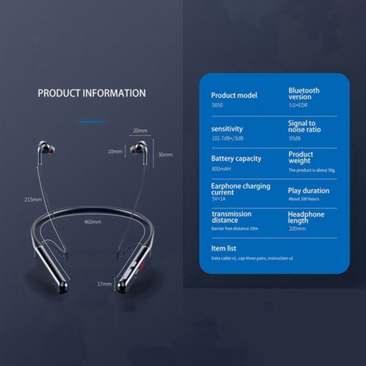 NAMUNY%20100%20Hours%20Bluetooth%20Earphones%20Stereo%20Wireless%20Bluetooth%20Headphones%20Neckband%20Noise%20Cancelling%20Sports%20Running%20Headset,S650%20-%20Image%203
