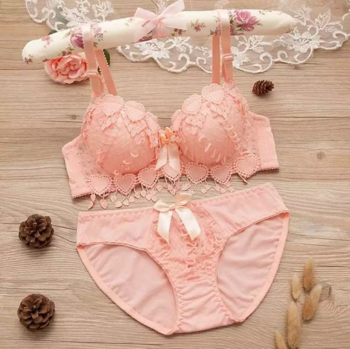 Modern Push Up Bra and Panty Set Girl Floral Lace Underwear Set for Women