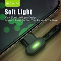 [GK] BAVIN CB258 18W / 12W Fast Charging LED Light Gaming Data Cable 90° Angle Nylon Braided 1.2Meter Cable For iPh Type-C Micro. 