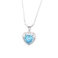 Foreign trade cross-border jewelry color diamond love necklace women's heart pendant ocean mood people's day girlfriend gifts.
