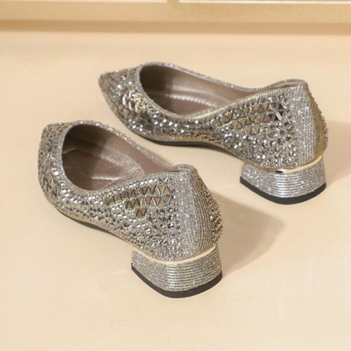 Spring%20Summer%20Women's%20Shoes%20Pointed%20Toe%20Rhinestone%20Chunky%20Heel%203%20cm%20Low%20Heel%20Shoes%20Low-Cut%20Pumps%20Full%20Diamond%20Flat%20Bottom%20Comfort%20Sandals%20-%20Image%207