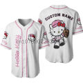 New Hello Kitty Baseball Lovely Personalized Cartoon Print Baseball Jersey Shirts Outdoor Sports Casual Men Women Kids Tops. 