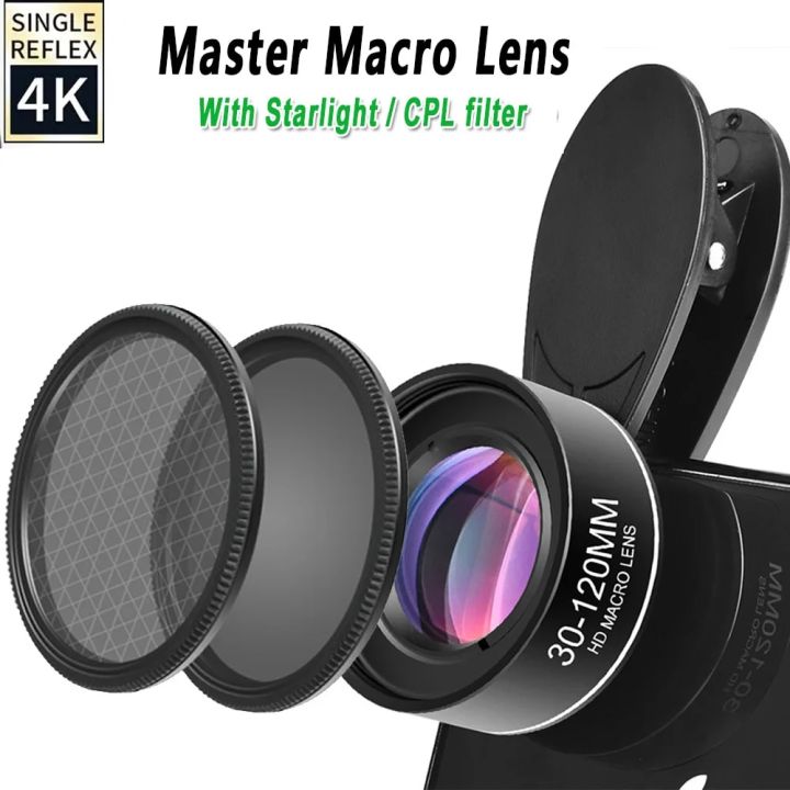 4K HD Phone Lens 30-120mm Macro Lens Long-distance Shot CPL Star Filter for iPhone 15 Samsung Huawei Mobile Phones Accessories