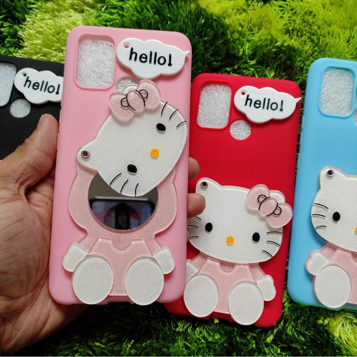 Realme 7i/C17 Hello Kitty Mirror Case for Ladies With Glittery