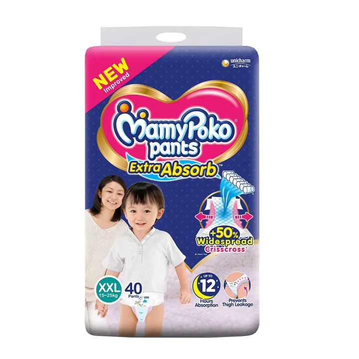 Mamy_poko Baby Diaper XXL Pants 40 Pcs Pack (15-25kg), Made in India