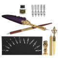 Feather Pen Kit Set Calligraphy Writing Drawing Quill Dip Vintage Art Craft Collection.