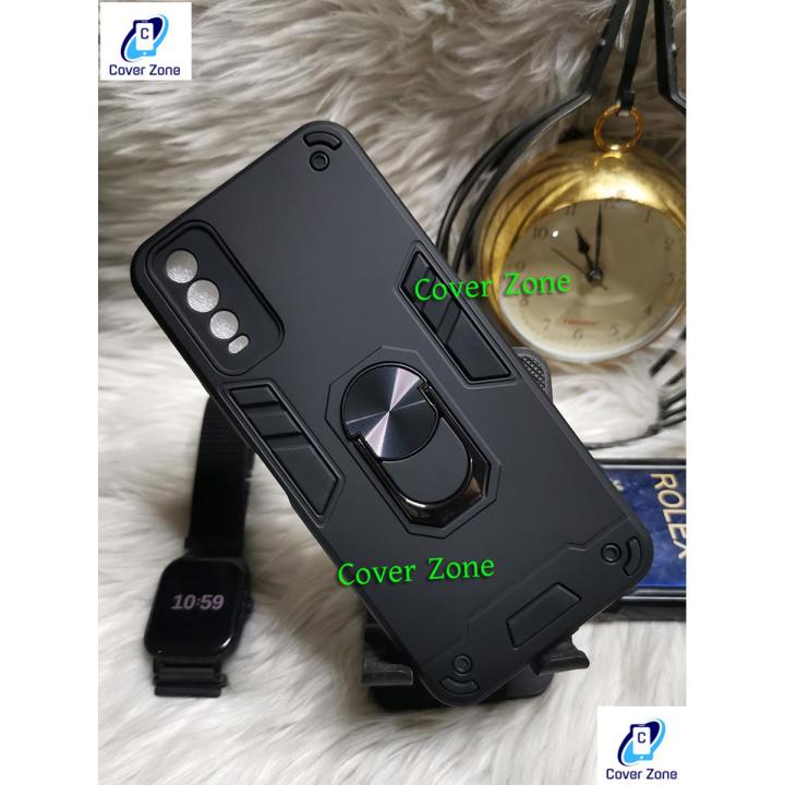 For Vivo Y20 / Vivo Y20G / Vivo Y20S Case Hard Camera Protect ring finger stand holder Case For Vivo Y20 Back Cover (Back Case Cover For Smartphone)