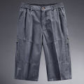 FGN Middle-Aged and Elderly Cropped Trousers for Men Summer Large Size Loose Casual Dad Summer Wear Short Pants Elastic Outer Wear.