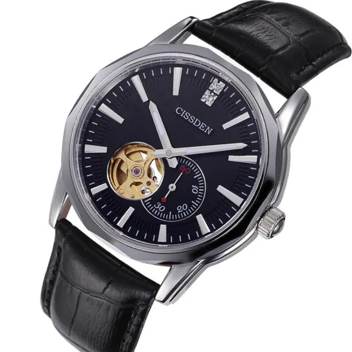 New authentic Xisida watch men full automatic hollow waterproof tungsten steel men Tourbillon mechanical men (SilverGold)