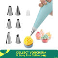 Generic 12 pieces cake decorating set frosting icing piping bag tips with steel nozzle reusable and washable.